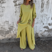 Camila | Asymmetric Hem Cotton-Linen Tunic Set