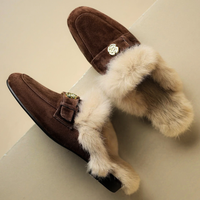 Ariana | Elegant Suede Shearling Mules