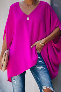 Lorelei | Women's V-Neck Batwing-Sleeve Oversized Tunic Top
