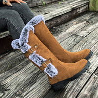 Estelle | Plush Fur-Trimmed Buckle Knee High Boots