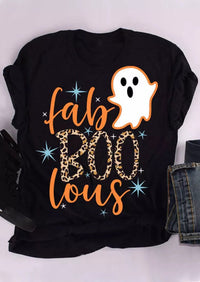 Catalina | Leopard-Accent Ghost Graphic Halloween T-Shirt
