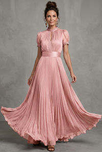 Camila | Lace-Trim Pleated Maxi Dress