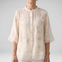 Valeria |  Elegant Lightweight Cotton Blouse with Floral Embroidery