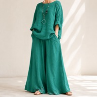 Alice | Oversized Wide-Leg Style Cotton-Linen Two-Piece Set