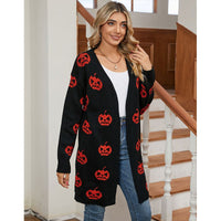 Eliza | Pumpkin-Motif Relaxed Knit Halloween Cardigan
