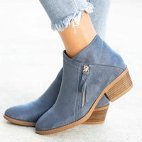 Natalia | Low-Heel Side-Zip Suede Ankle Boots