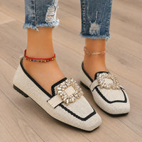 Avery | Chic Slip-On Style Knit Loafers with Crystal Buckle