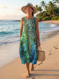 Mira | Ocean Mosaic Midi Dress