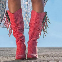 Stella | Fringe Western Cowboy Boots with Turquoise Accents