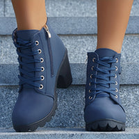 Bailey | Lug-Sole Lace-Up Block-Heel Ankle Boots