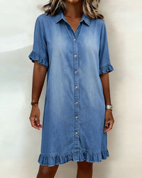Remi | Elegant Rushed Denim Dress for Effortless Comfort