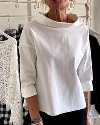 Eva | Elegant Bateau Neck Drop-Shoulder Top