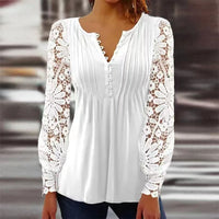 Celia | Elegant and Breathable Floral Henley Blouse