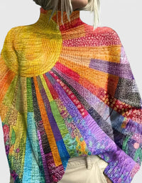 Zahra | Women's Multicolored Relaxed Turtleneck Sweater