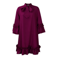 Rosabelle | Women's Ruffle Tunic Mini Dress with Bow Neck
