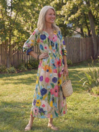 Jasmine | Vibrant Floral Button-Front Maxi Dress