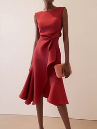Seraphelle | Women's Draped Asymmetrical Elegant Midi Dress