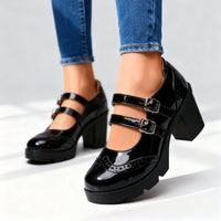 Nova | Women's Double Strap Platform Block Heel Mary Jane