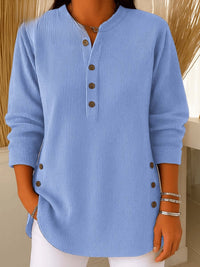 Milana | Comfortable And Warm Longline Henley Ribbed Tunic Top