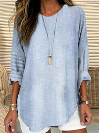 Martha | Relaxed Striped Crew Neck Long Sleeve Blouse