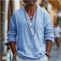 Nathan | Casual Long Sleeve Linen Popover Shirt
