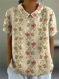 Melanie | Elegant Floral Cotton Summer Blouse