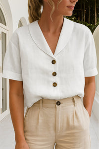 Leslie | Comfortable And Polished Short-Sleeve Collared Blouse