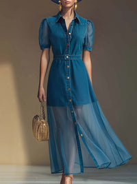 Sophie | Elegant Button Front V-Neck Maxi Dress