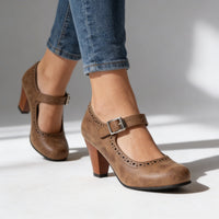 Ella | Women's Mary Jane Block Heel Brogue Pump