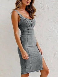 Denvara | Women's Adjustable Strap Denim Midi Dress