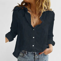 Elena | Elegant Linen Ruffled Button-Down Shirt