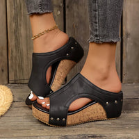 Soraya | Felicity Women’s Studded Cork Wedge Sandals