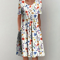 Louise | Casual floral print A-line midi dress