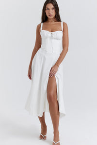 Solenne | Women's Waist-Enhancing Summer Midi Dress