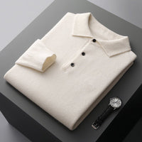 Lucas | Men's Knit Cotton Long Sleeve Three-Button Polo Sweater