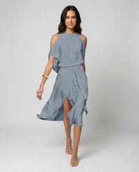Zoey | Women's Elegant Cold Shoulder Midi Dress