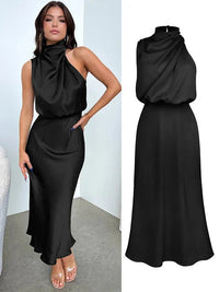 Elaria | Women's Elegant Halter Neck Spaghetti Strap Midi Dress