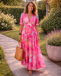 Emery | Graceful and Elegant Floral Pleated Maxi Dress