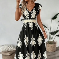 Elena | Elegant Graphic Print A-Line Midi Dress
