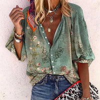 Sadie | Vibrant Boho Print V-Neck Blouse