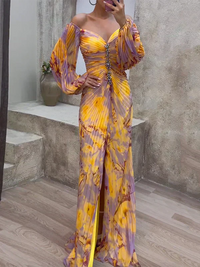 Maria | Elegant Off-shoulder V-Neck Wedding Guest Dress