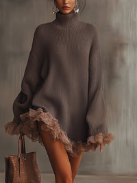 Zoey | Elegant Ruffled Knit Winter Sweater Dress