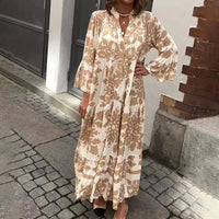 Andrea | Modern Artistic Paisley Floral Long Sleeve Midi Dress