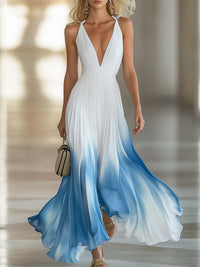 Eloise | Elegant V-Neck Gradient Maxi Dress