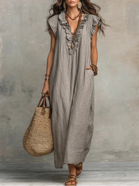Mariana | Elegant And Feminine Ruffle V-Neck Maxi Dress