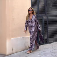 Alora | Elegant Paisley Printed Long Sleeve Maxi Dress