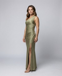 Anika | Elegant One-Shoulder Satin Evening Dress