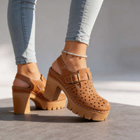 Mila | Women's Platform Cutout Block Heel Clogs