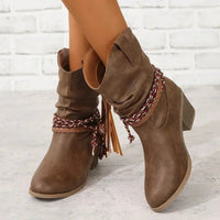 Noemi | Braided Tassel Water-Resistant Western Boots