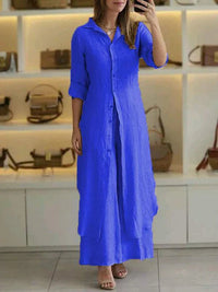 Tiana | Elegant & Comfortable Women's Shirt Maxi Dress
